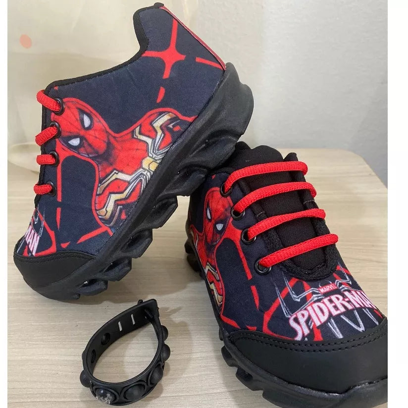 Tênis de LED Personagem Homem Aranha com Cadarço + Pop It
