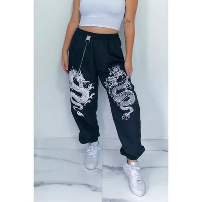 Calça Feminina Jogger com bolso Tactel Letras Escrita Street Tik tok