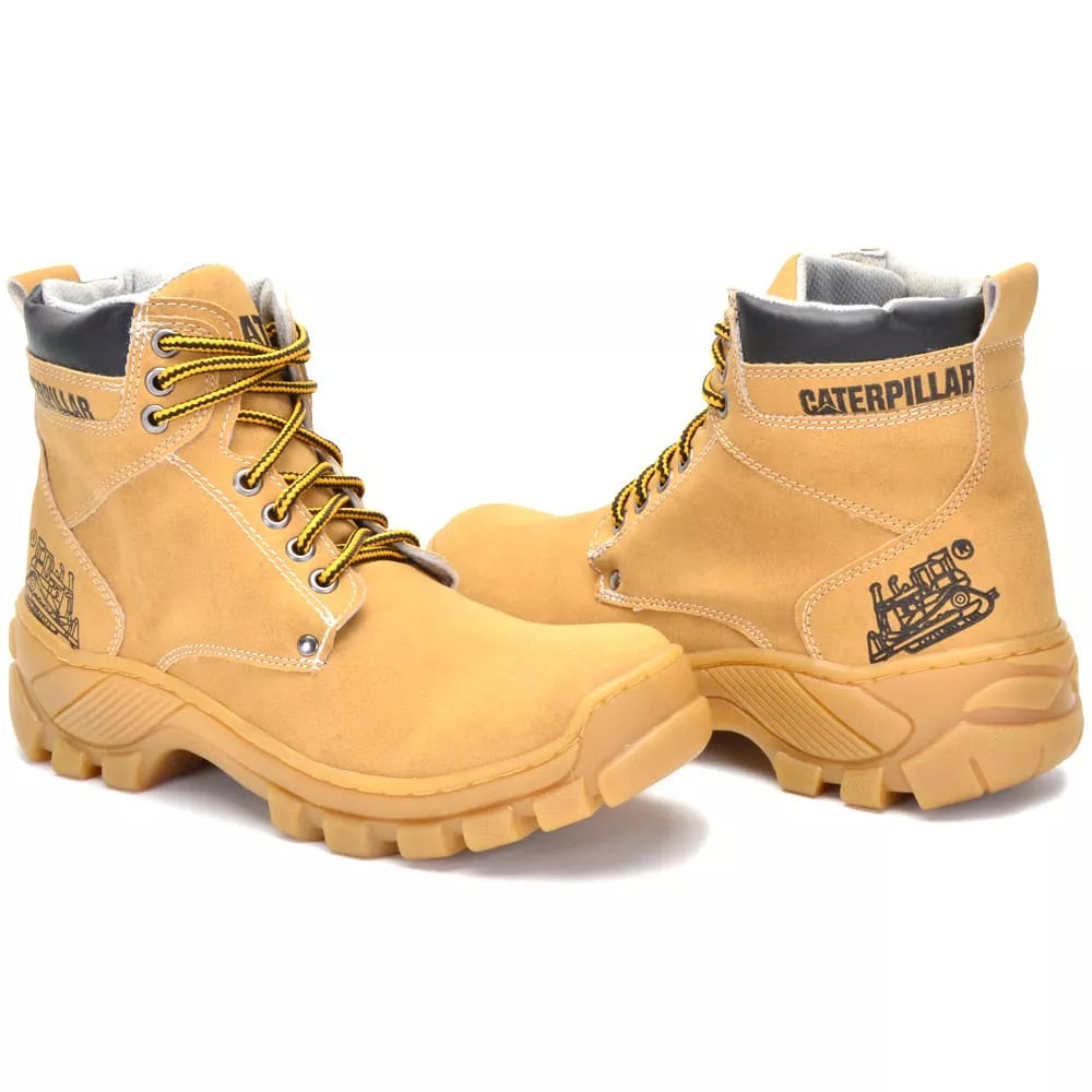 Bota Coturno Cat Casual Bege Em Couro Ecológico