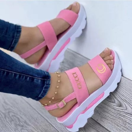 Sandália Feminina De Verão Plataforma Sapatos De Salto Sandalias Mujer Cunhas Leve