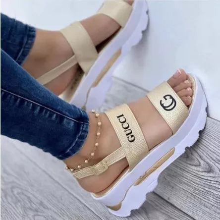 Sandália Feminina De Verão Plataforma Sapatos De Salto Sandalias Mujer Cunhas Leve