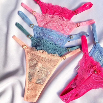 Kit 4 Tanga Fio dental Rendada calcinhas Sensual com regulagem paixão