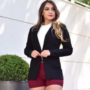 Blazer Terninho Modelo Alfaiataria Em Bengaline Moda Evangelica