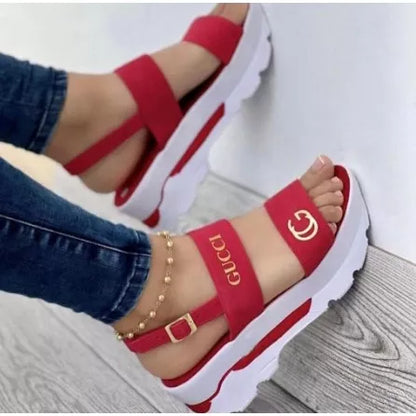 Sandália Feminina De Verão Plataforma Sapatos De Salto Sandalias Mujer Cunhas Leve