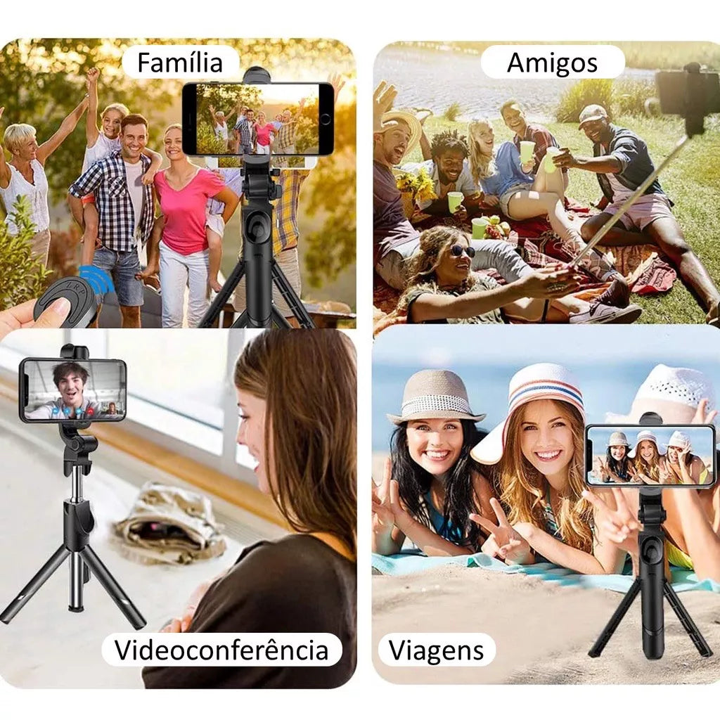 Bastão Pau de Selfie Bluetooth XT-02 Retrátil Suporte tripé para celular