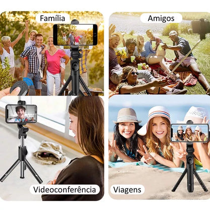 Bastão Pau de Selfie Bluetooth XT-02 Retrátil Suporte tripé para celular