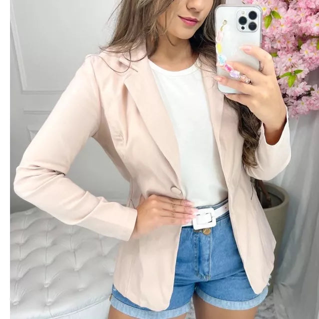 Blazer Terninho Modelo Alfaiataria Em Bengaline Moda Evangelica