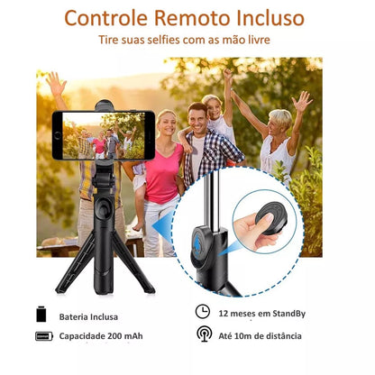 Bastão Pau de Selfie Bluetooth XT-02 Retrátil Suporte tripé para celular