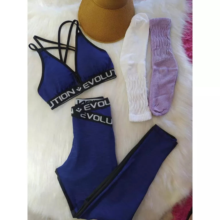 Conjunto Fitness Feminino Legging e Top Com Elástico