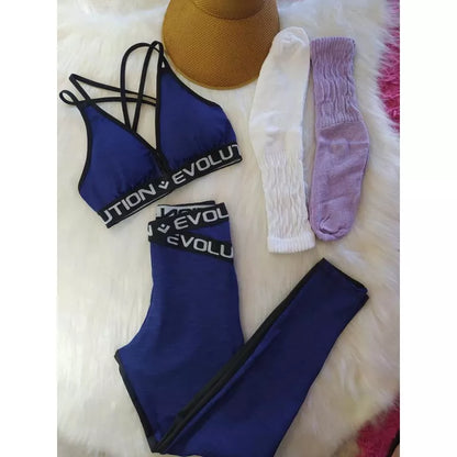 Conjunto Fitness Feminino Legging e Top Com Elástico