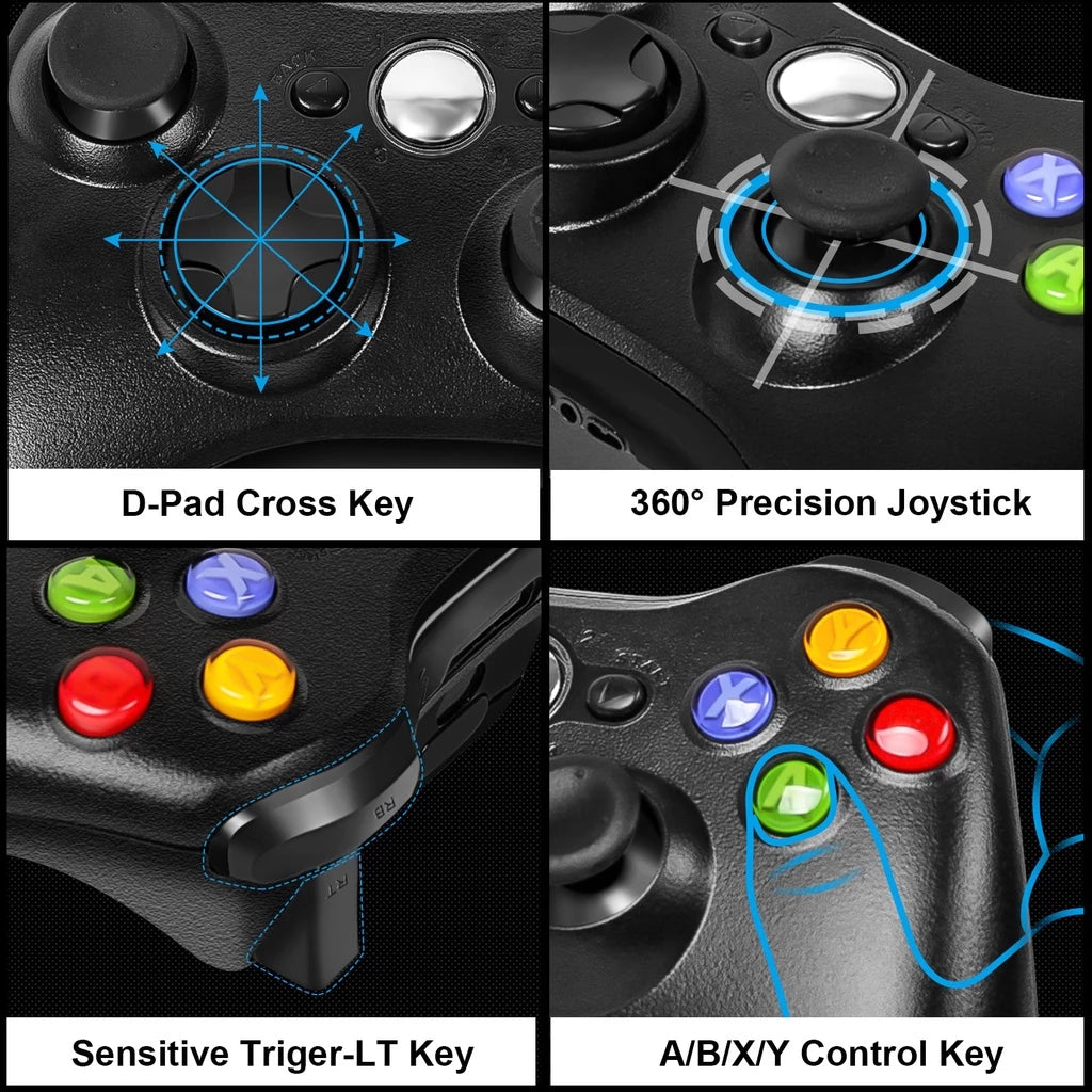 Microsoft Xbox 360 Controlador Sem Fio Joysticks De Vibração Bluetooth
