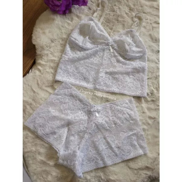 Conjunto espera marido com forro conjunto rendado Conjuntos cropt