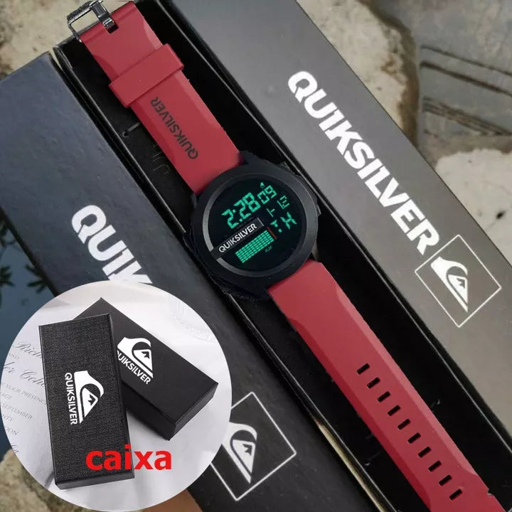 Relógio De Pulso Digital À Prova D'água Quiksilver Men Com Borracha Strab