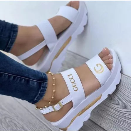Sandália Feminina De Verão Plataforma Sapatos De Salto Sandalias Mujer Cunhas Leve