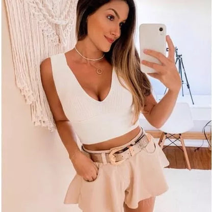 Cropped Modal Feminino Moda Tricot Cropeed Blogueira