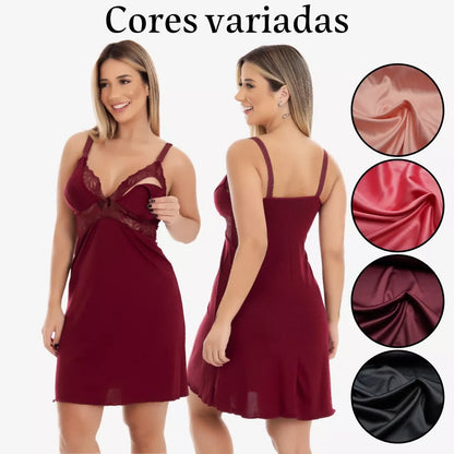 Camisola Amamentação Gestante Pijama Pós parto Saída de Maternidade abre fácil