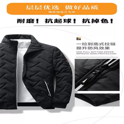 Jaqueta De Outono Para Homens De Inverno Novo Estilo Algodão Versão Coreana Da Moda Gola Curta Acolchoada Leve Baixo