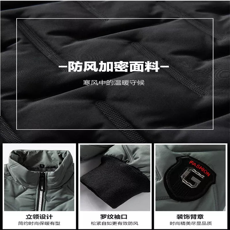 Jaqueta De Outono Para Homens De Inverno Novo Estilo Algodão Versão Coreana Da Moda Gola Curta Acolchoada Leve Baixo