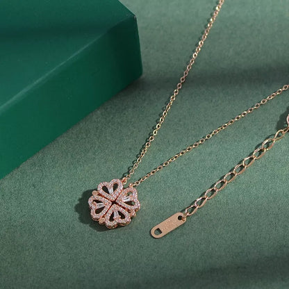 Colar Feminino De Luxo Com Caixa De Flores Artificial Quatro Folhas Pingente Para Namorada Esposa Dia Dos Namorados Presente