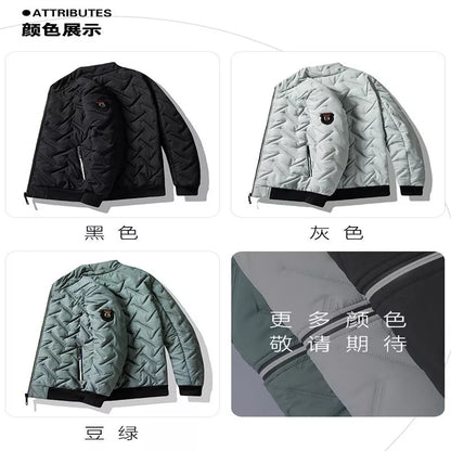 Jaqueta De Outono Para Homens De Inverno Novo Estilo Algodão Versão Coreana Da Moda Gola Curta Acolchoada Leve Baixo
