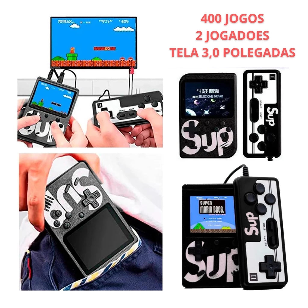 Super Mini Game Retrô Lcd 400 Jogos Portátil Av Com Controle 2 Players