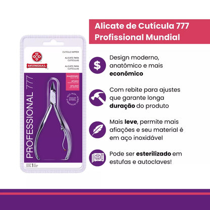 Alicate cuticula 777 professional inox mundial