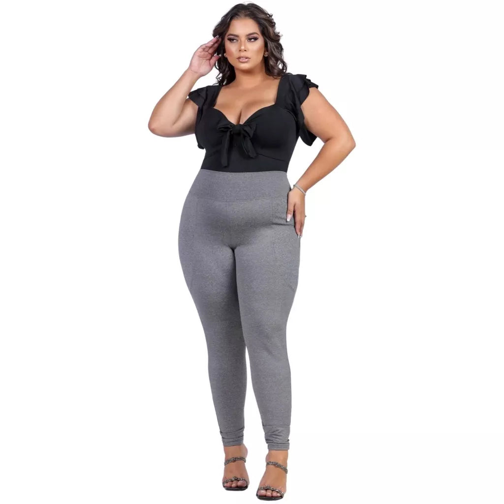 Calça Legging Plus Size Grossa Levanta Bumbum Cintura Alta Fitnes Academia G ao G4