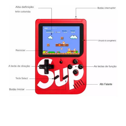 Super Mini Game Retrô Lcd 400 Jogos Portátil Av Com Controle 2 Players