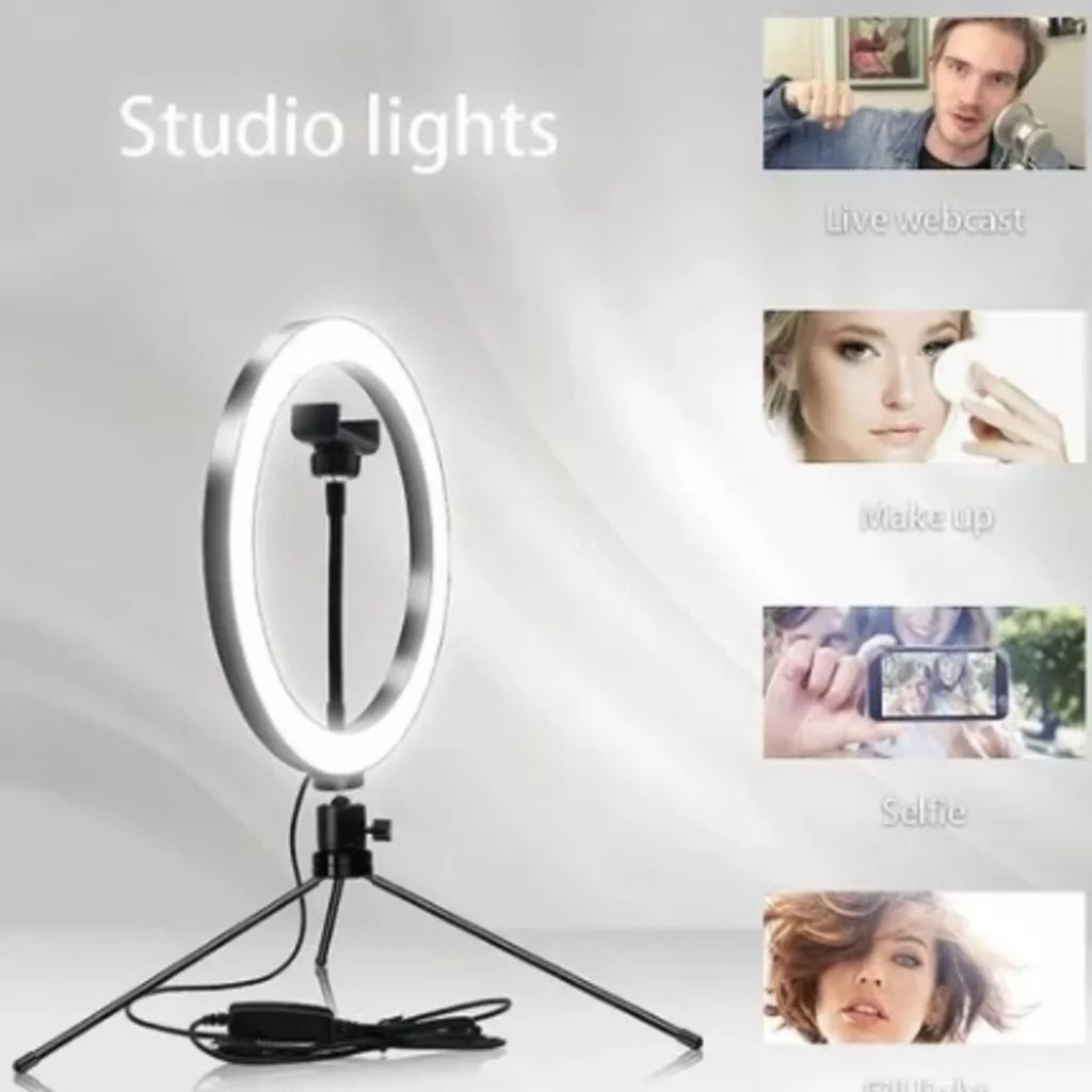 Ring Light de Mesa Blogueira Portátil Luminária De Led 6 Polegadas + Tripé De 16 Cm Right